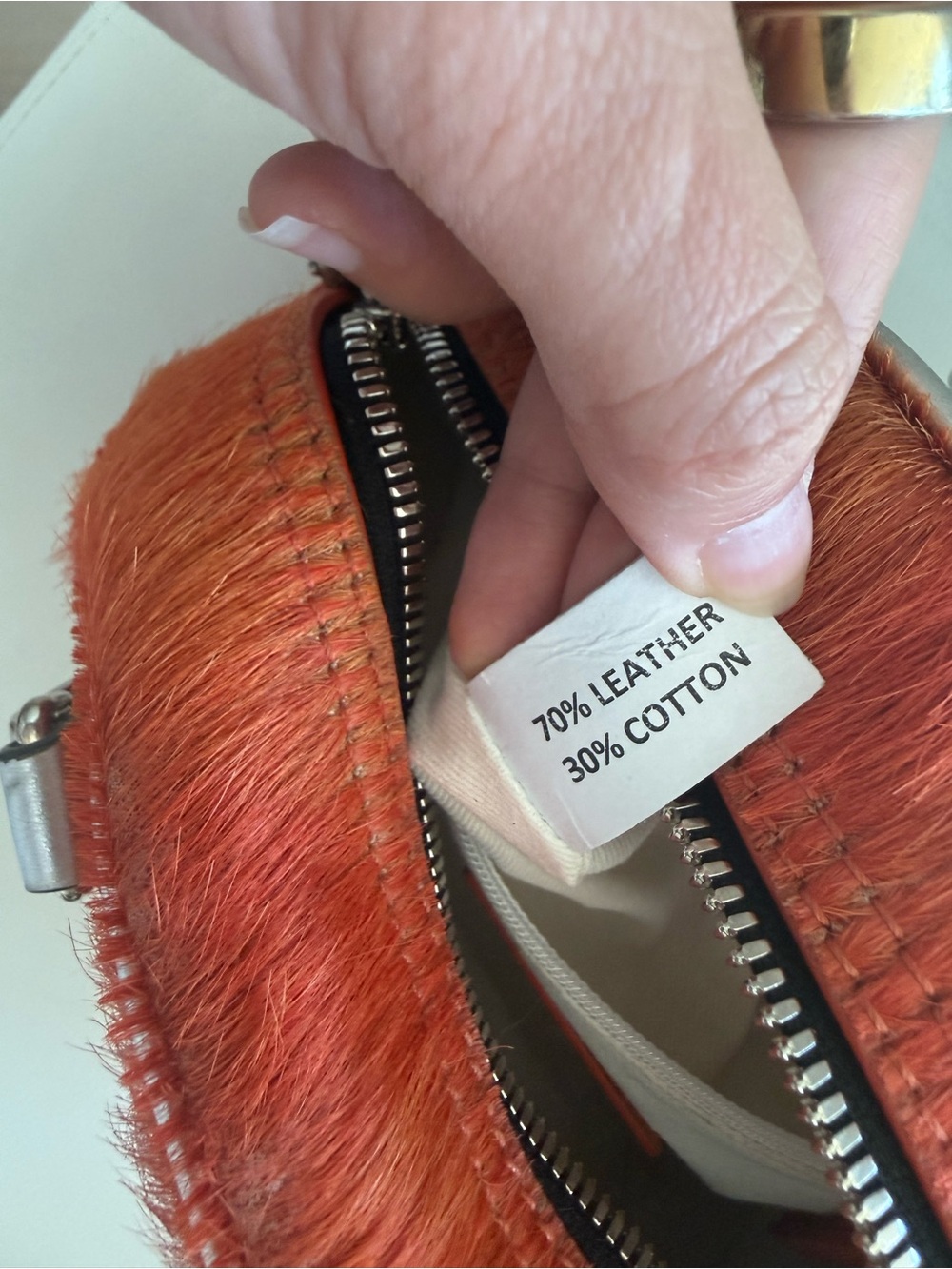 Von Dutch Real Pony Hair Paris Orange Leather Bowling Bag RARE - Picture 5 of 10
